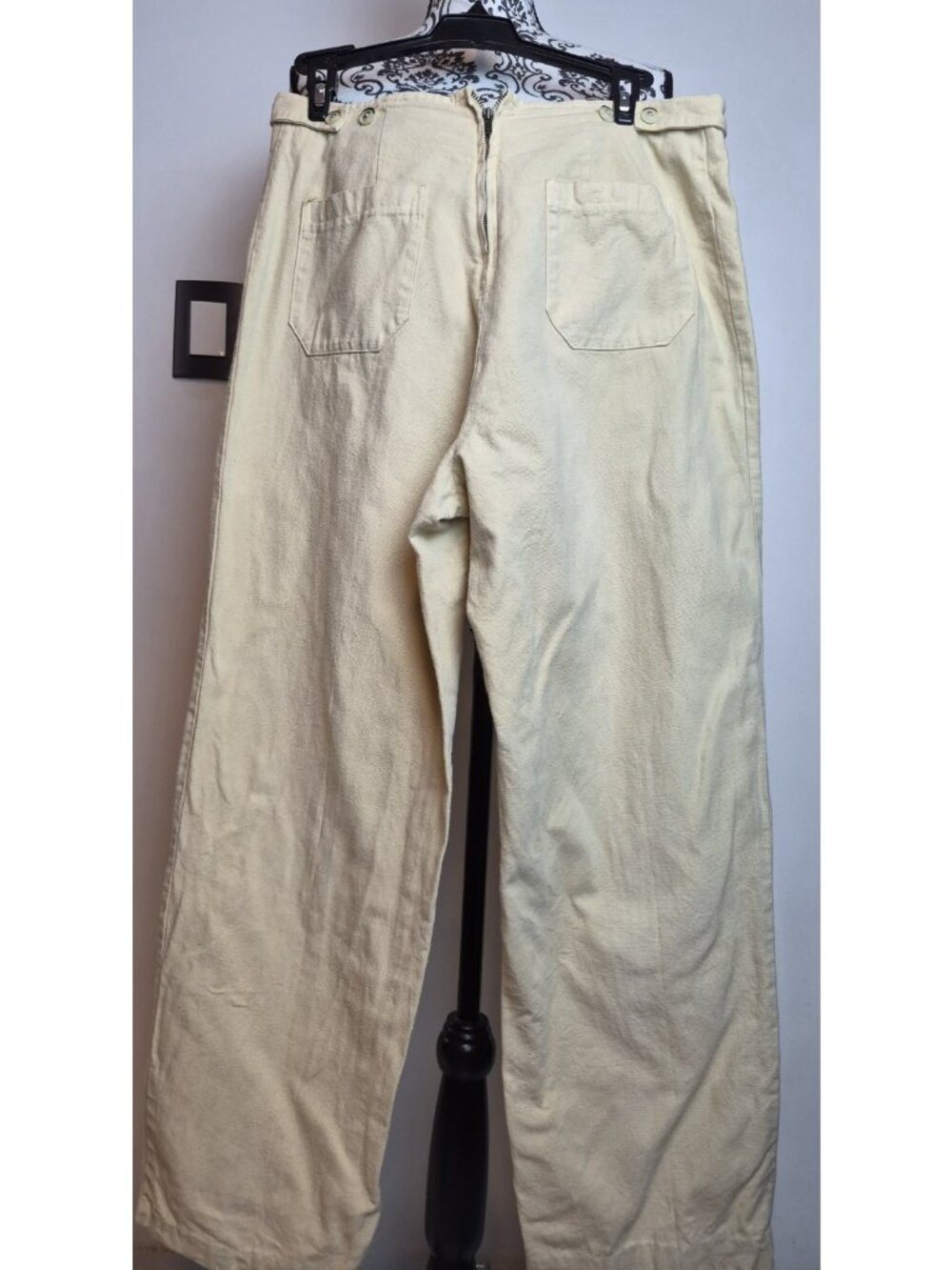 Habitat Clothes to Live In Wide Leg Pants Natural Cotton Side Tab Waist Sz _M